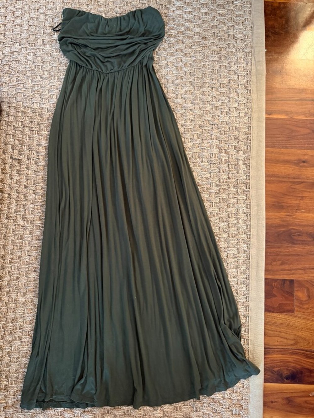 West Kei Olive Green Strapless Maxi Dress Size Medium Made in USA